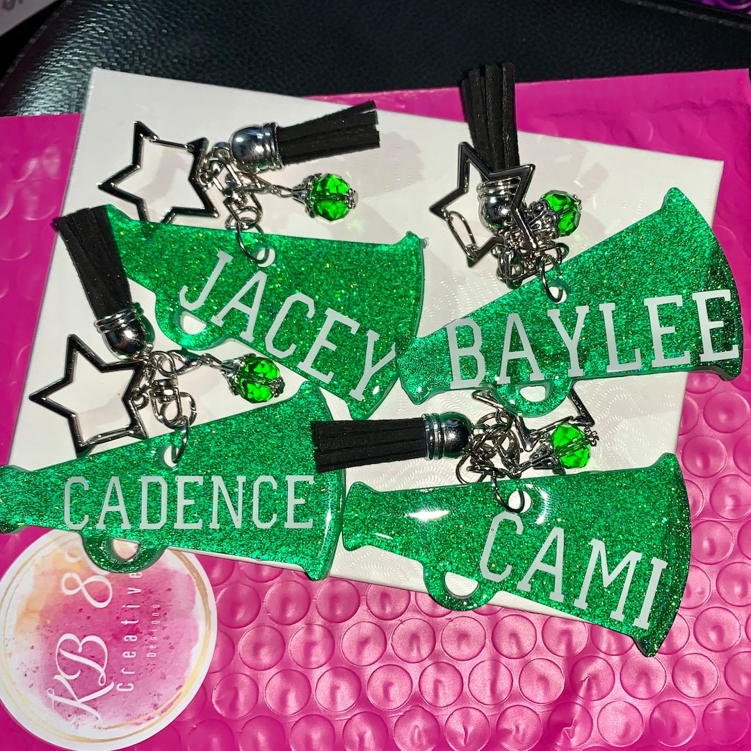 Personalized Handmade Cheer Megaphone Keychains Cheerleading Etsy