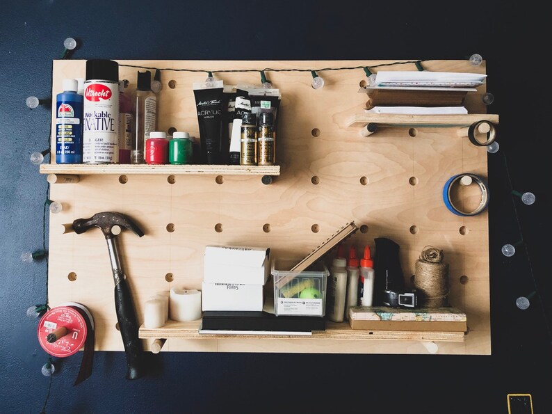 Midsize Pegboard Wall Shelf / Pegboard Wall Display / 24 Etsy