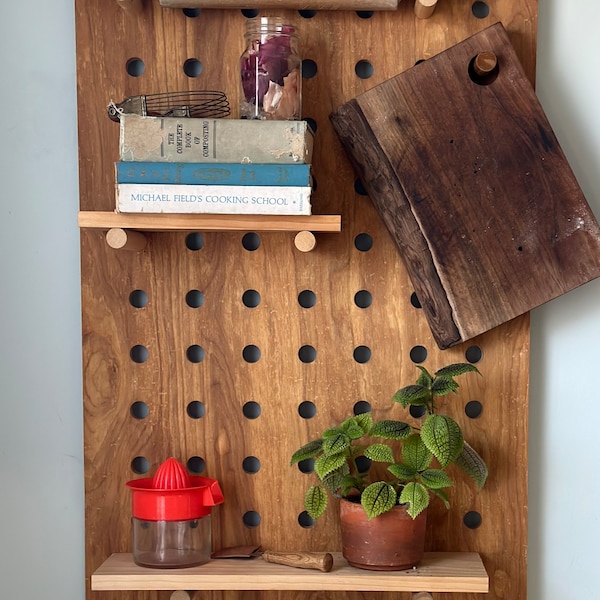 Handmade Pegboard Floating Shelves / Wooden Wall Organizer / Modular Home Organization / Retail Display