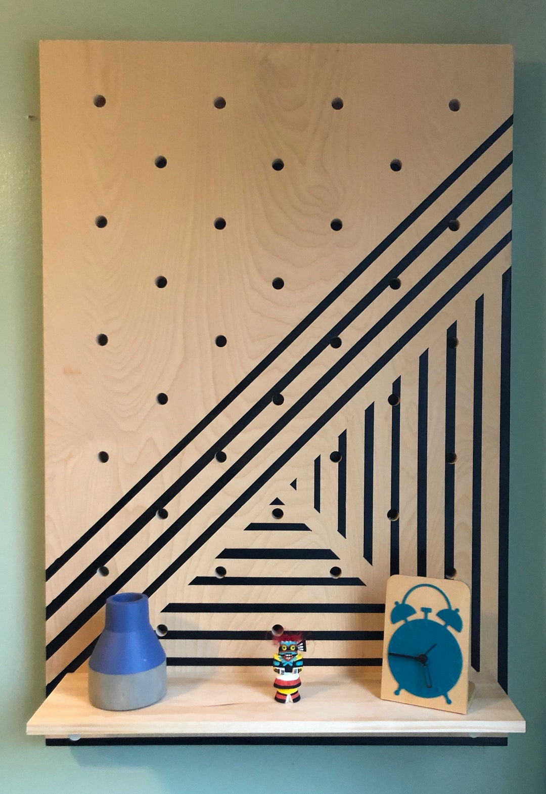 Handmade Pattern Pegboard Floating Shelves / Hanging Kitchen Shelves / Floating Shelves / Wooden