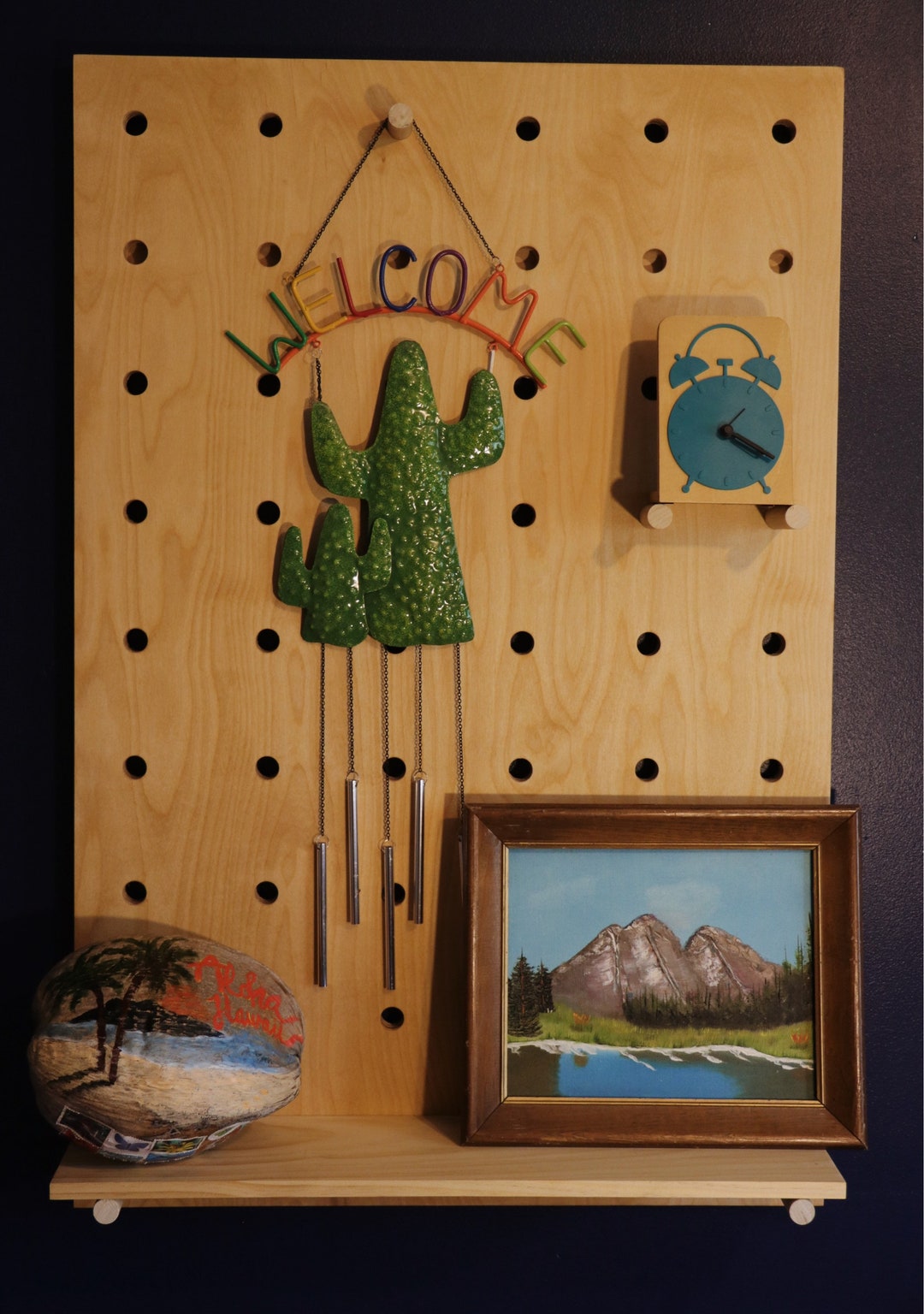 Handmade Pegboard Floating Shelves / Hanging Kitchen Shelves / Wooden Wall Organizer Shelf