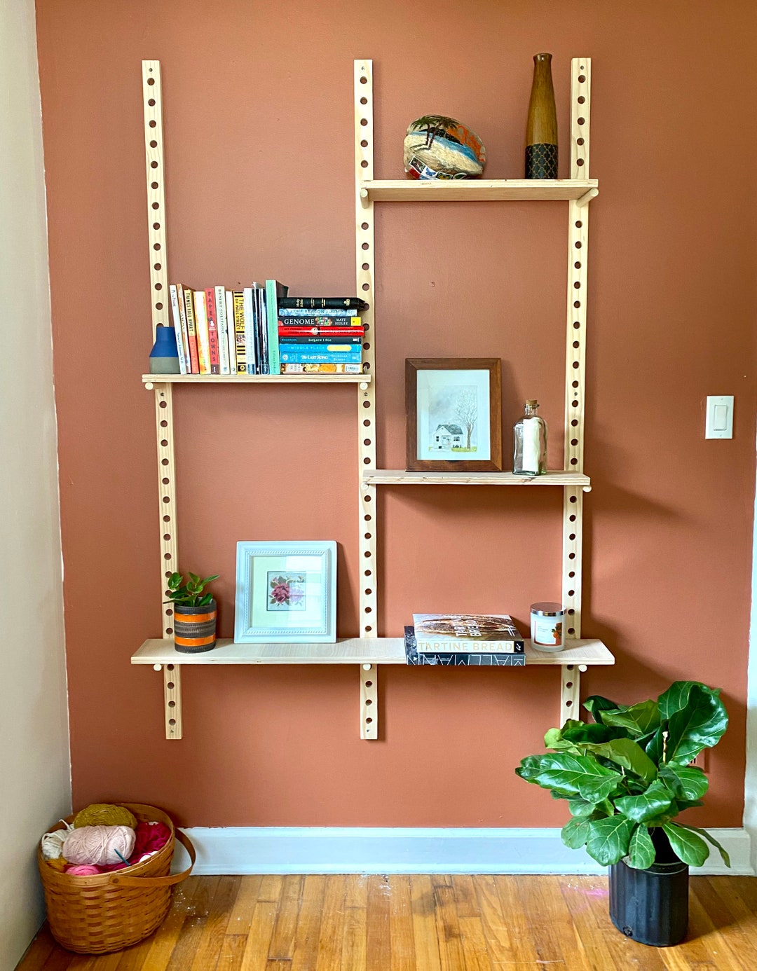 Peg Shelving Unit / Modern Peg Shelf / Handmade Floating Shelf / Wooden