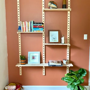 Handmade Peg Shelving Unit / Wooden Wall Organizer Shelf / Modular Home Organization