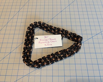 Bronze and Black Byzantine Chain Necklace, 30 inch Chainmaille Cord