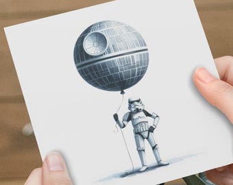 Star Wars Birthday Card Stormtrooper Death Star Dad Boyfriend Husband Girlfriend Friend Star Wars Card Star Wars Gifts Not Mandalorian Grogu