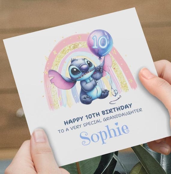 Stitch Birthday Card, Personalised Stitch, Happy Birthday Card Daughter, Grandaughter, Niece, Friend, Cute Birthday Card, Stitch Characters