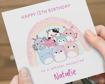 Squishmallow Birthday Card, Squishy Card, Personalised Squishmallow, Happy Birthday Daughter, Son, Granddaughter, Friend, Squishmellow