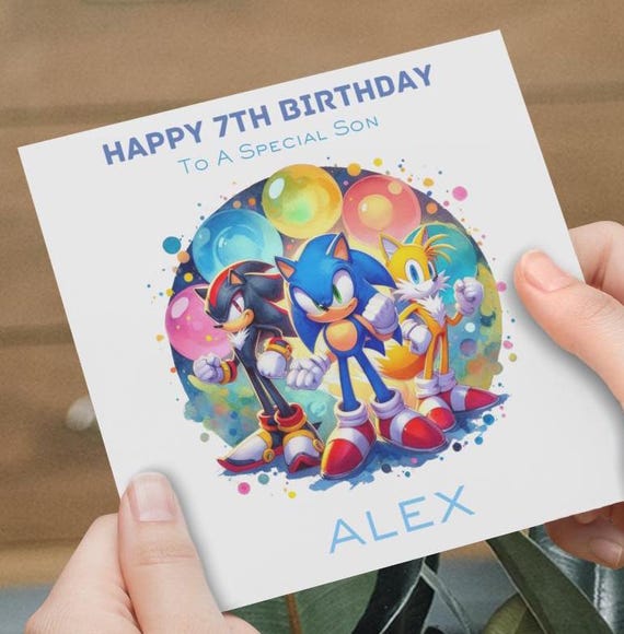 Sonic Birthday Card, Personalised Sonic, Happy Birthday Card Daughter, Son, Grandaughter, Niece, Cute Birthday Card, Sonic Characters