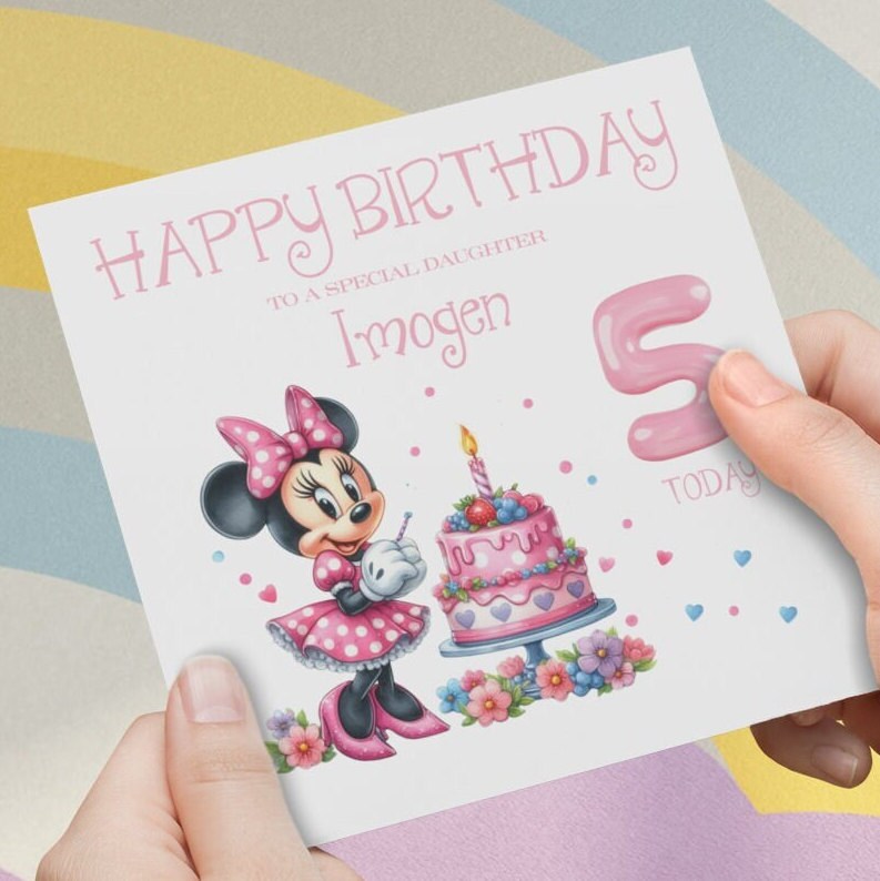 Personalised 4th Birthday Card - Minnie Mouse Design For Daughter, Granddaughter, Niece - View #7
