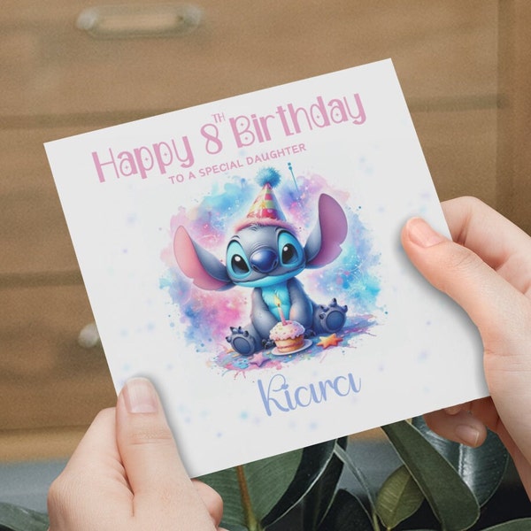 Stitch Birthday Card, Personalised Stitch, Happy Birthday Card Daughter, Grandaughter, Niece, Friend, Cute Birthday Card, Stitch Characters