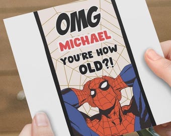 Funny Spiderman Card Birthday, Son, Friend, Personalised Card, Spider man Birthday Card, Superhero Card