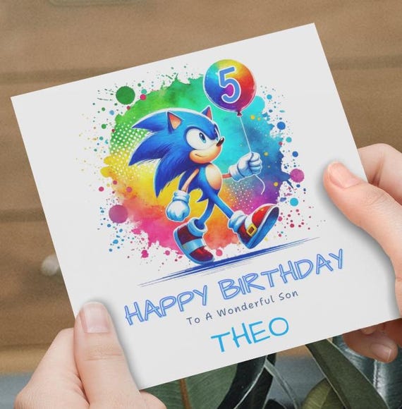 Sonic Birthday Card, Personalised Sonnic, Happy Birthday Card Daughter, Son, Grandaughter, Niece, , Cute Birthday Card, Sonic Characters