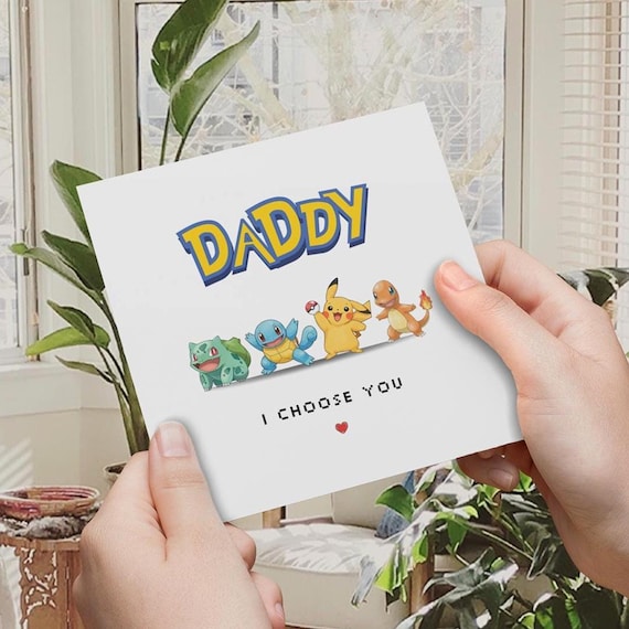 Pokemon Father's Day Card, I Choose You Daddy , Gamer Fathers Day Card for Dad UK Post
