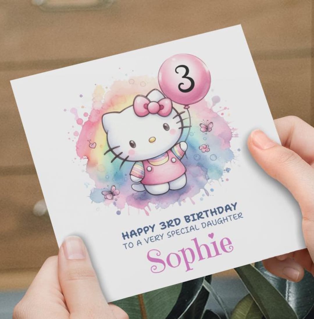 Personalised Hello Kitty Birthday Card, Hello Kitty Birthday Card