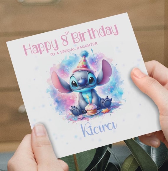Stitch Birthday Card, Personalised Stitch, Happy Birthday Card Daughter, Grandaughter, Niece, Friend, Cute Birthday Card, Stitch Characters