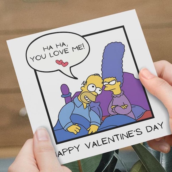 Homer Simpson and Marge Simpson, The Simpsons funny Valentine’s Day card, funny greetings card, Cute Anniversary Card