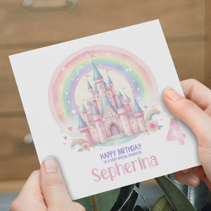 Princess Birthday Card, Princess Card, Daughter, Granddaughter, Niece, Birthday Card, Fairytale, Princess Castle, Disney Style