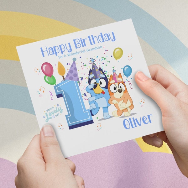 Bluey Birthday Card, Personalised Card, Personalized Cute Birthday Card, Bluey Characters, Bluey Birthday, Bluey Party