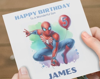 Spiderman Card Birthday, Son, Daughter, Personalized Card, Personalised Spider-man Card, Spider man Birthday Card, Superhero Card