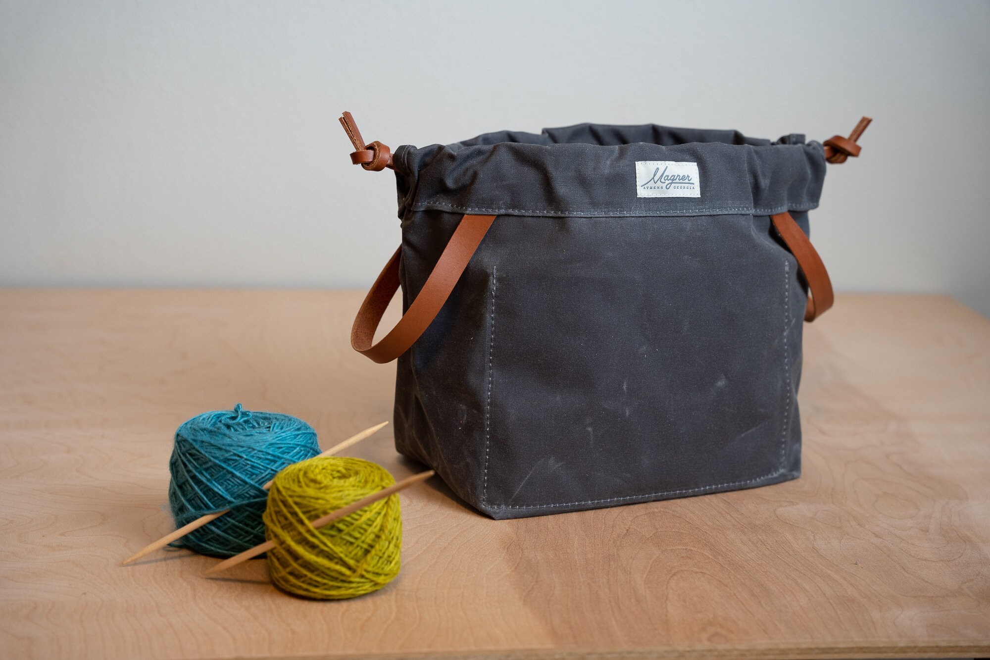 Waxed canvas online knitting bag