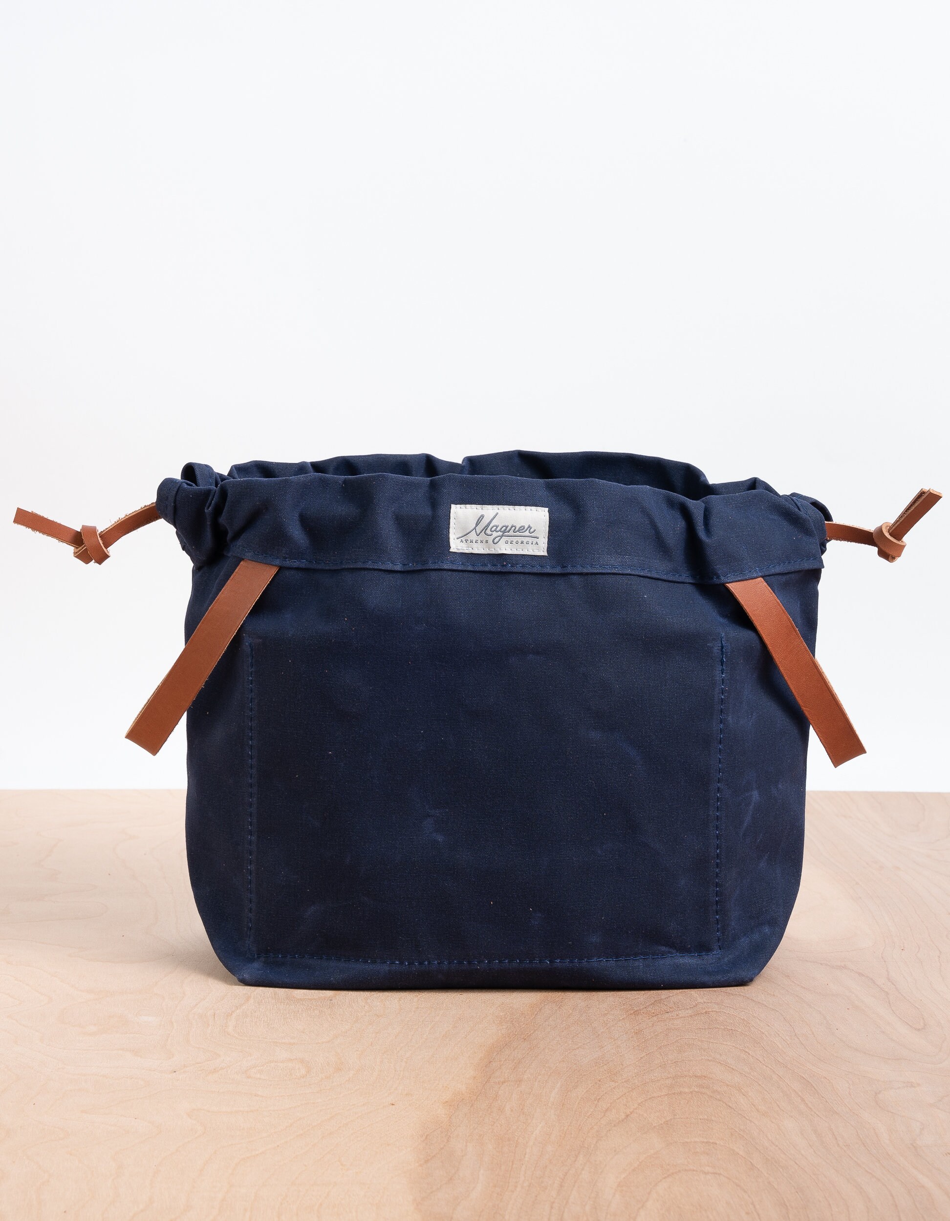 Knitting Project Bag BLUESTONE Waxed Canvas Bluestone Waxed Canvas Knitting Project Bag With Leather  main image 3