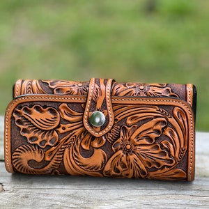  Men's 3D Genuine Leather Wallet, Money clip, Hand-Carved,  Hand-Painted, Leather Carving, Custom wallet, Personalized wallet, Puzzle :  Handmade Products