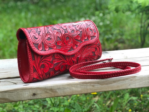 Hand Made Gold Clotch - Hand Painted Clotch- Leather Clutch - Girl Bag-  Fancy Clotch- Red Small Clotch by PONKO WORLD | CustomMade.com