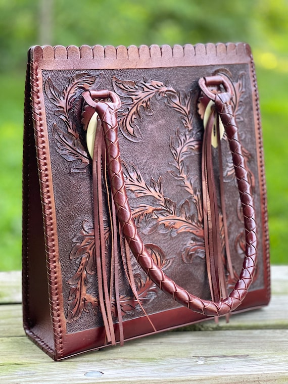 バッグ カービング レザー エンボス ハンドメイド アメリカウエスタン