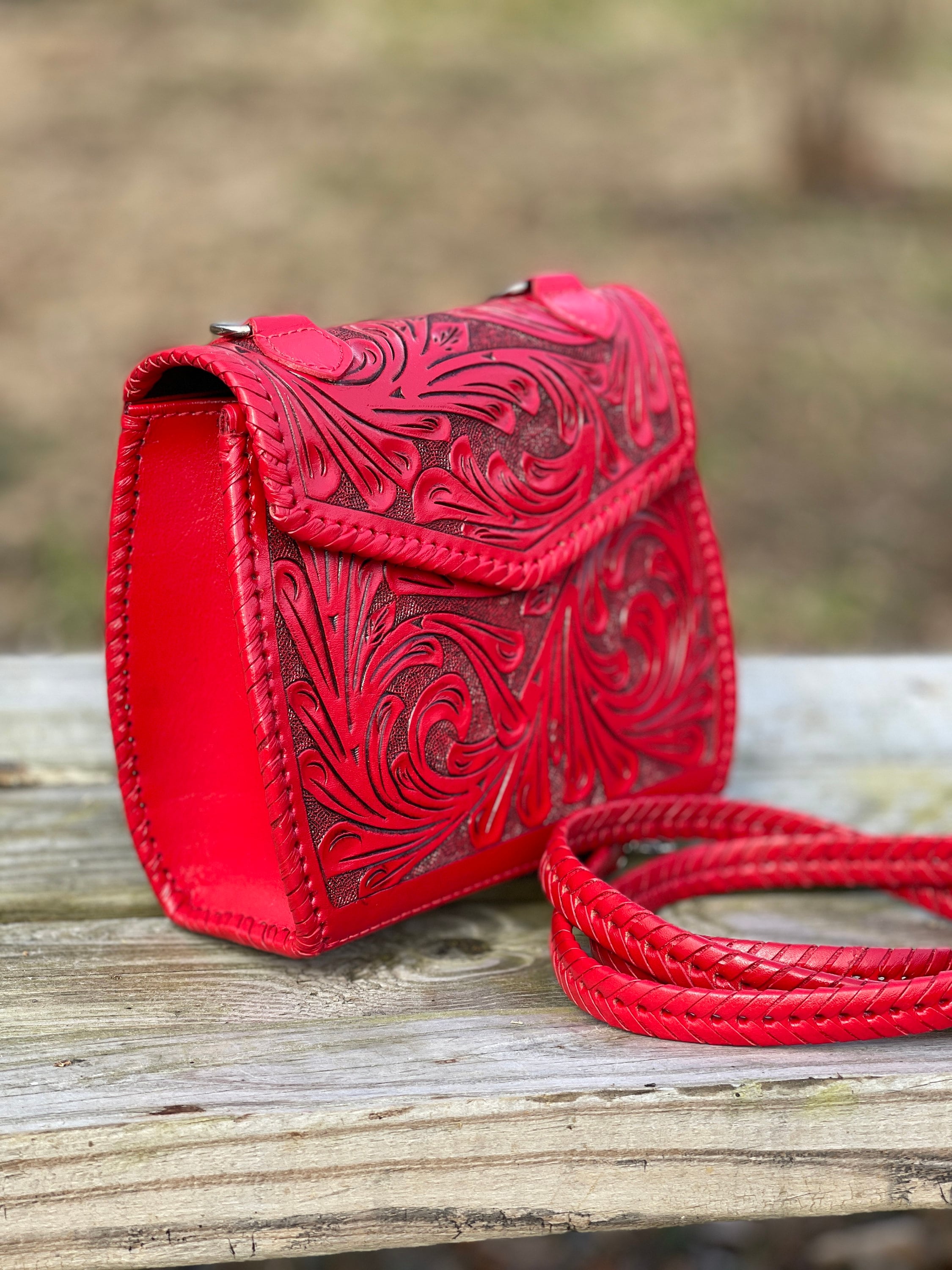 Hand-tooled Leather Crossbody Bag ericka by ALLE -