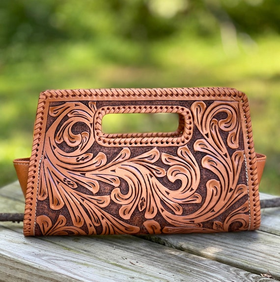Black & Brown Party Hand Tooled Carving Leather Women Purse 2 at Rs  299/piece in Howrah