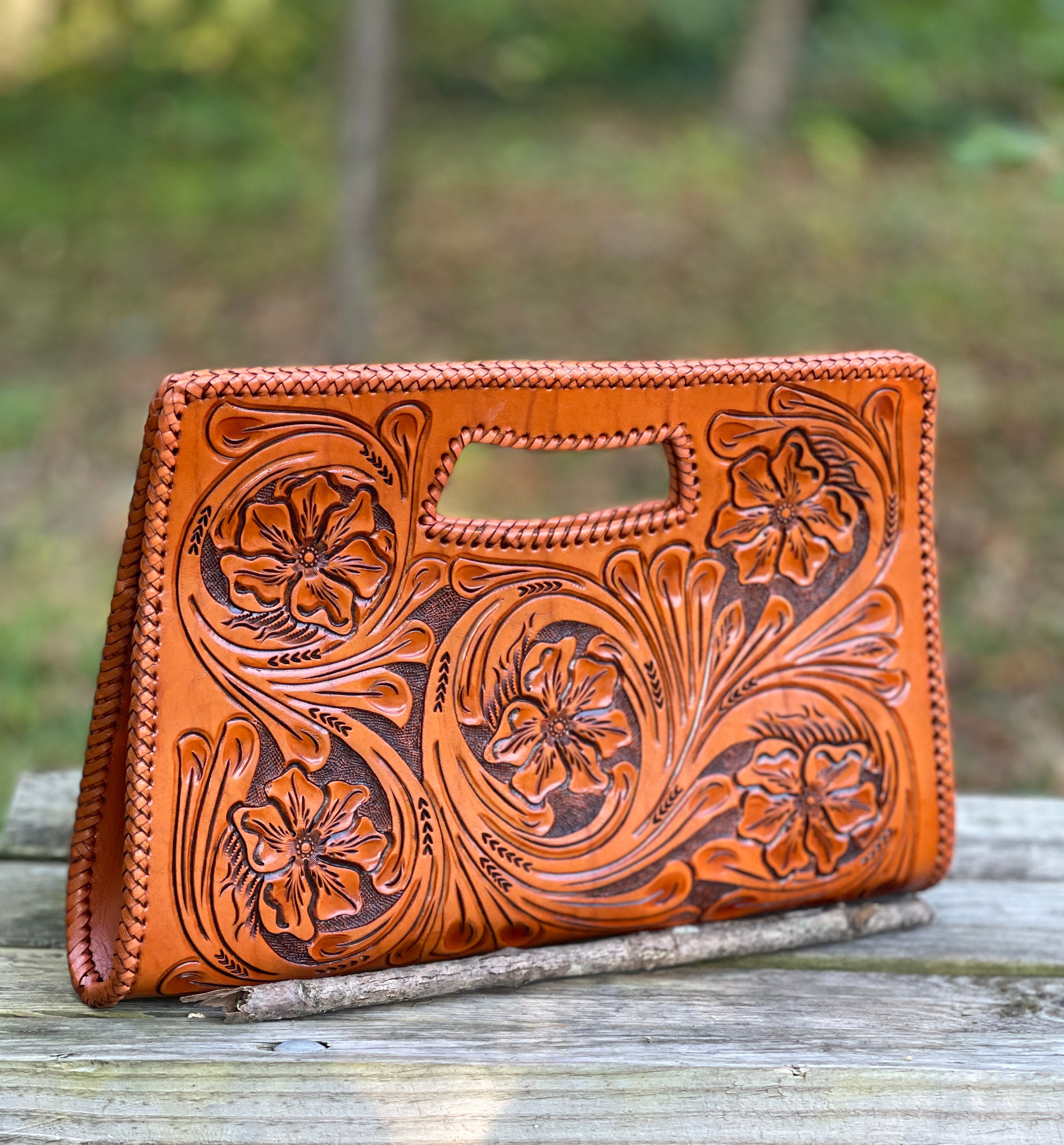 vintage 60s tooled leather wristlet bag – 86 Vintage