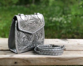 Hand-tooled Leather Crossbody Bag “ERICKA” – Western Floral