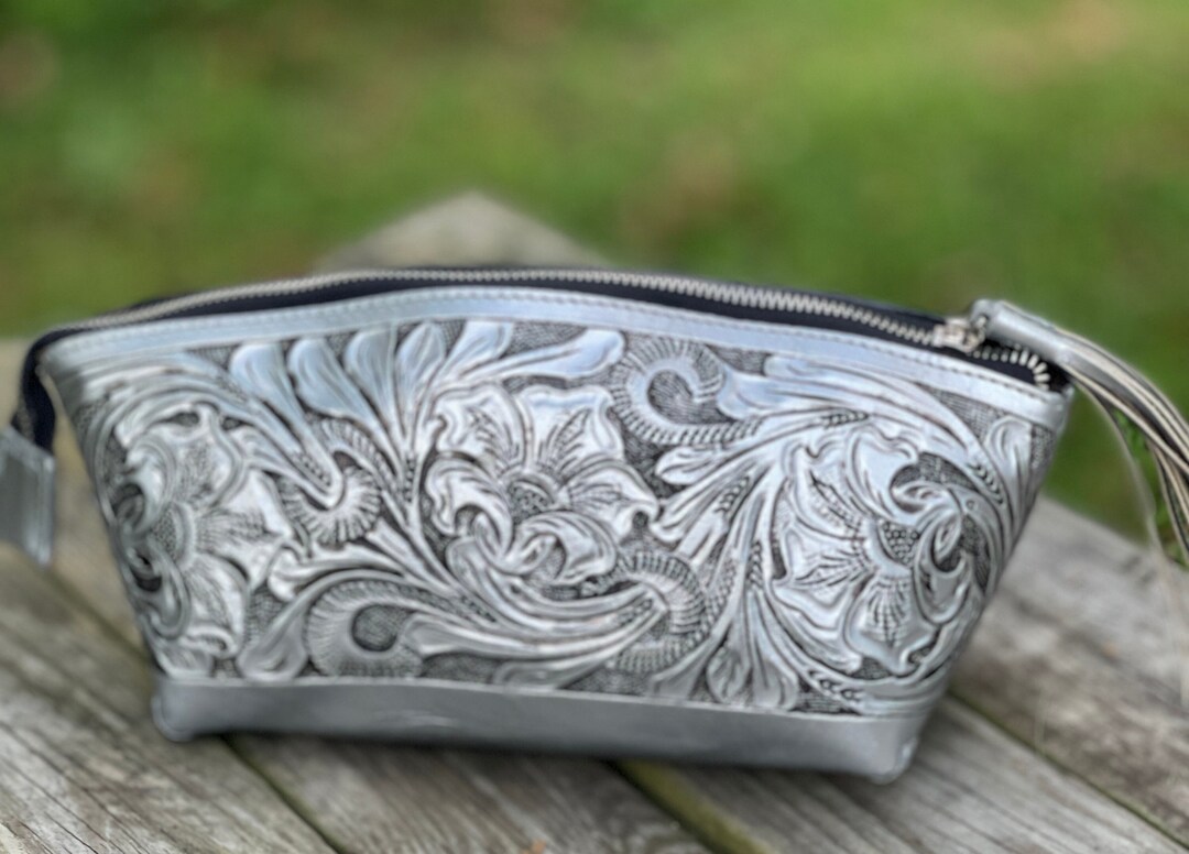 Handtooled Leather COSMETIC BAG Makeup Bag Western Style Etsy