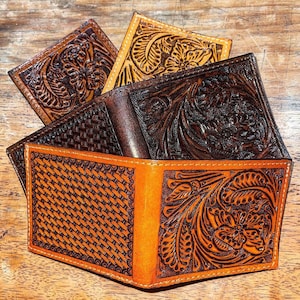 Portefeuille pour homme en cuir repoussé à la main, PORTEFEUILLE HOMME, style occidental, portefeuille en cuir, portefeuille de billets, cadeaux pour lui, portefeuille en cuir marron, cadeaux pour lui