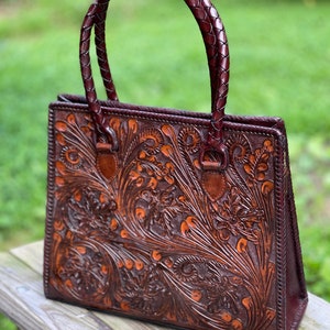 Hand Tooled Leather Large Tote, marcus by ALLE, Mexican Purse, Western ...