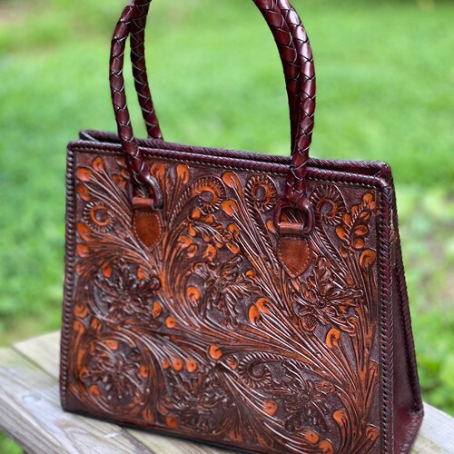 Hand Tooled Leather Large Tote marcus by ALLE - Etsy