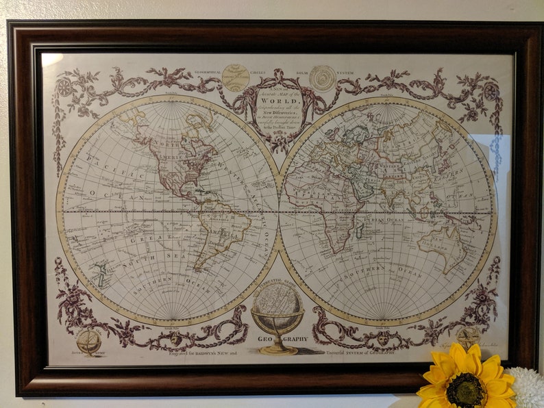 Vintage World Map Poster Print Etsy