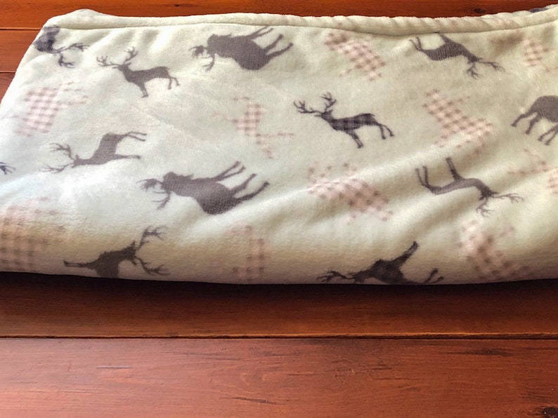 Moose Fleece Sew Lush Blanket. Mint and Gray Woodland Animal Etsy