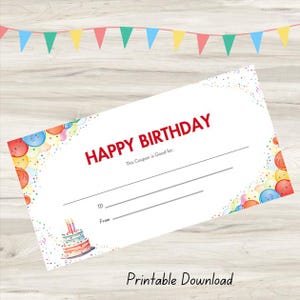 Printable Coupon. Birthday Gift Idea. An Experience Birthday Gift. Digital Download.
