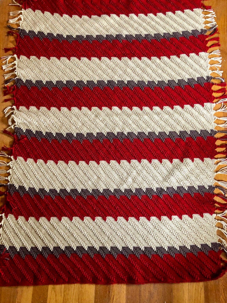 Apache Tear Afghan. Red and Brown Blanket. Crocheted Throw. Wedding Gift. Bridal Shower Gift. Gift For Mom. Rustic Home Decor. image 4