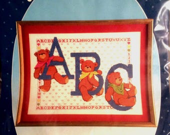 A.B.C. Bears - Counted Cross Stitch Kit #2541 fits frame 14" x 18"