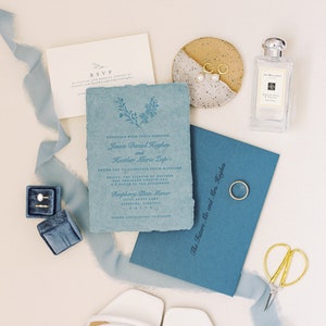 Letterpress wedding invitations cotton paper deckled edge handmade cotton paper