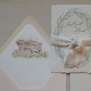 Letterpress wedding invitations cotton paper deckled edge handmade cotton paper