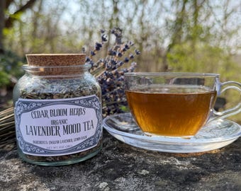 Organic Lavender Lemon Balm Tea for Relaxation, Calming Mood Blend (1oz)