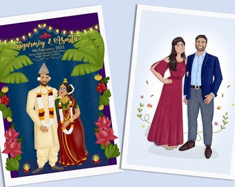 illustrated invitation . Illustrated Photo, Custom Portrait, gift illustration, illustrated wedding - DIGITAL DOWNLOAD