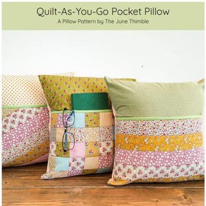 Quilt-as-you-go Pocket Pillow PAPER pattern