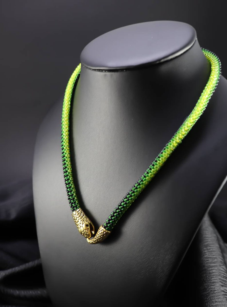Green snake necklace Snake choker Snake jewelry for women Etsy