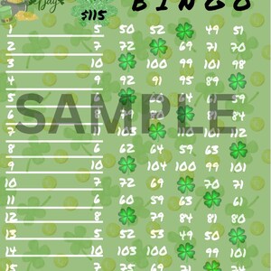 St Patrick&#39;s day bingo board 115 WTA
