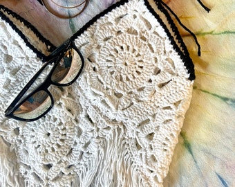 Crochet Granny Square Festival Top: 100% Cotton, Size Large