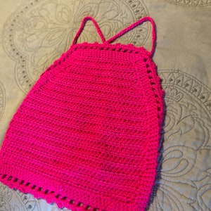 Hot Pink Crochet Halter Top | Valentine’s Day Top | Hot Pink Top | Summer Crochet Top